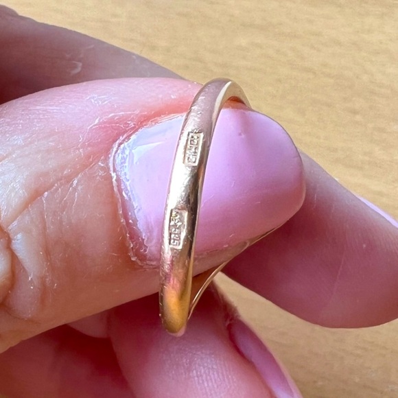 VINTAGE SOVIET UNION RUSSIAN TWO TONE 14K ROSE & WHITE GOLD RING HALLMARKED
